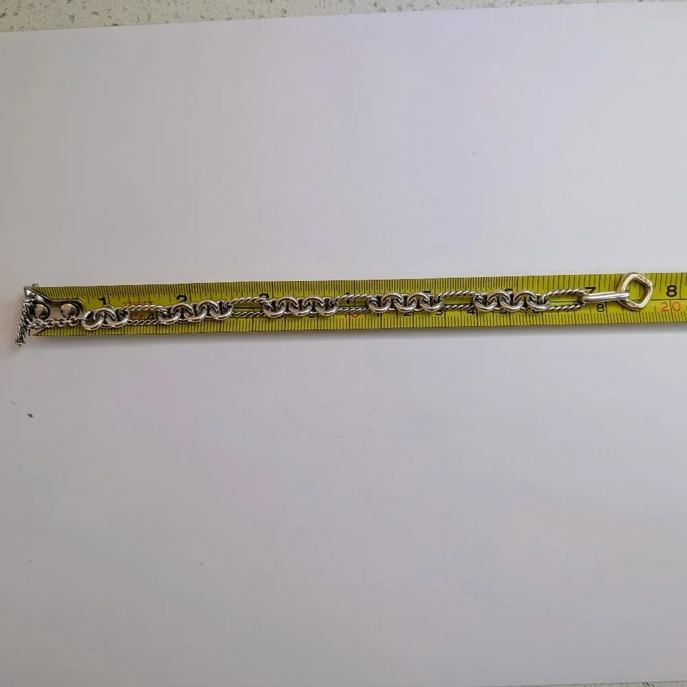 David Yurman Figaro Sterling Silver Chain Bracelet with 18k Y Gold Toggle Clasp - Picture 6 of 6